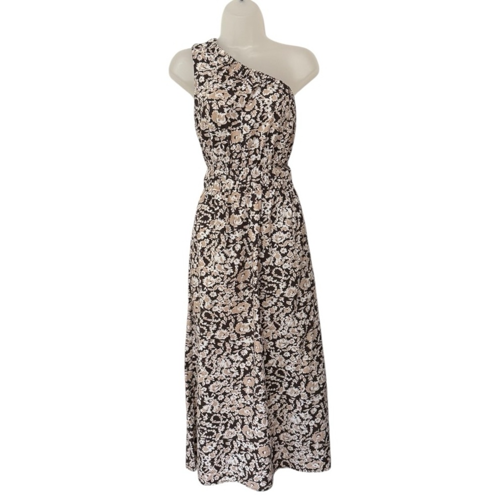 RAILS | $248 Selani Poplin One Shoulder Midi Dress in Russet Floral, Size Medium - Picture 6 of 13